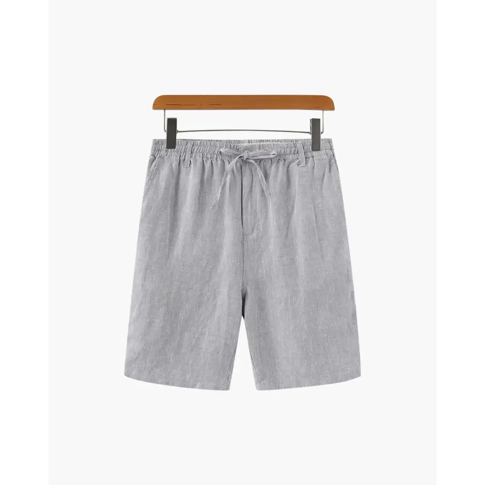 Relaxed Fit Linen Shorts - Gray / S