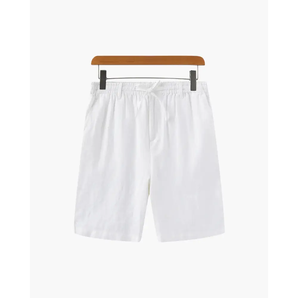 Relaxed Fit Linen Shorts - White / S