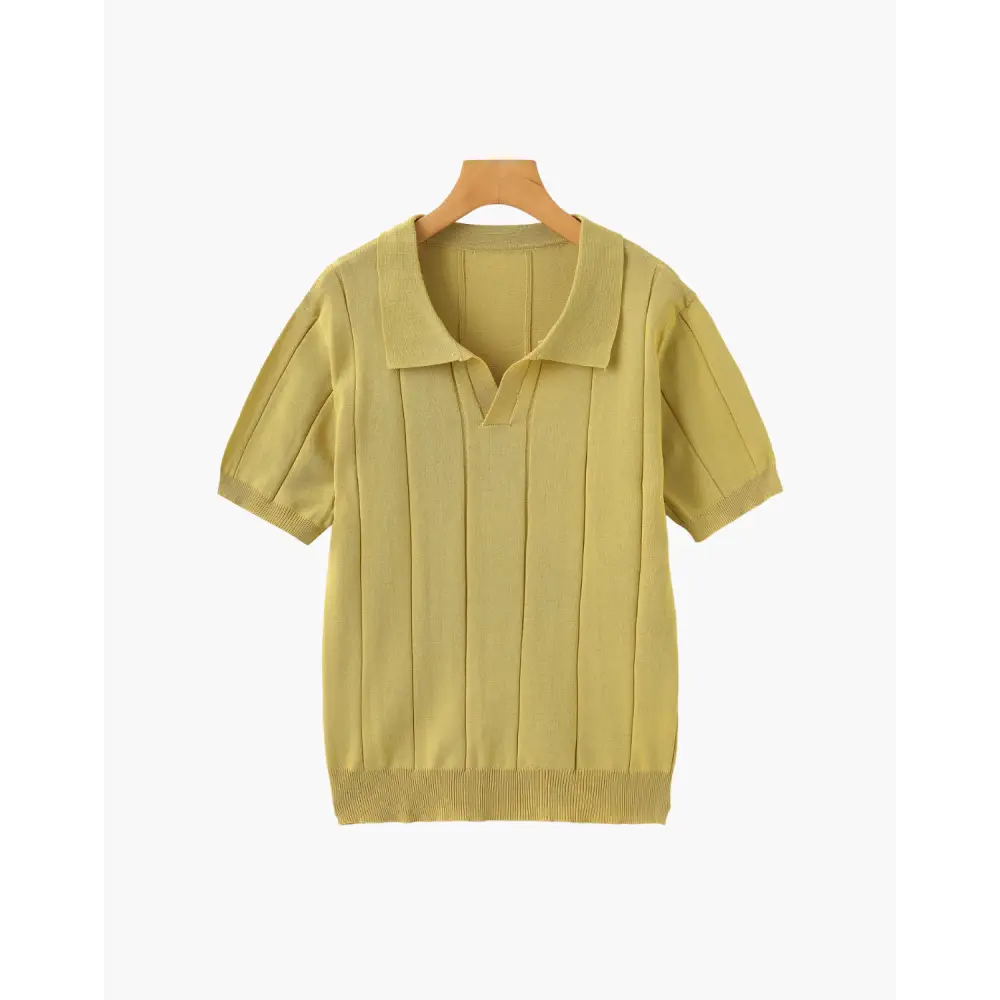 Retro Knit Polo Shirt - Canary / S