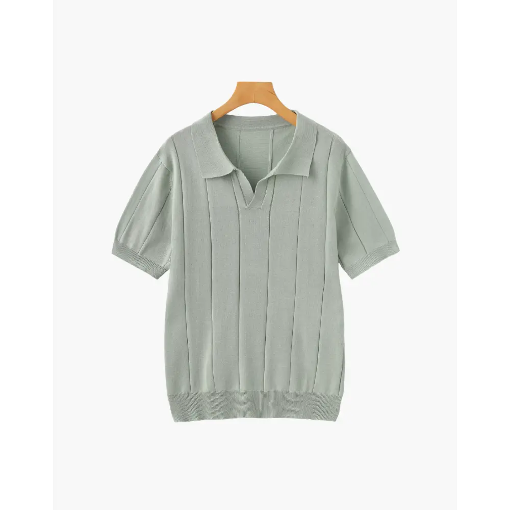 Retro Knit Polo Shirt - Sage / S