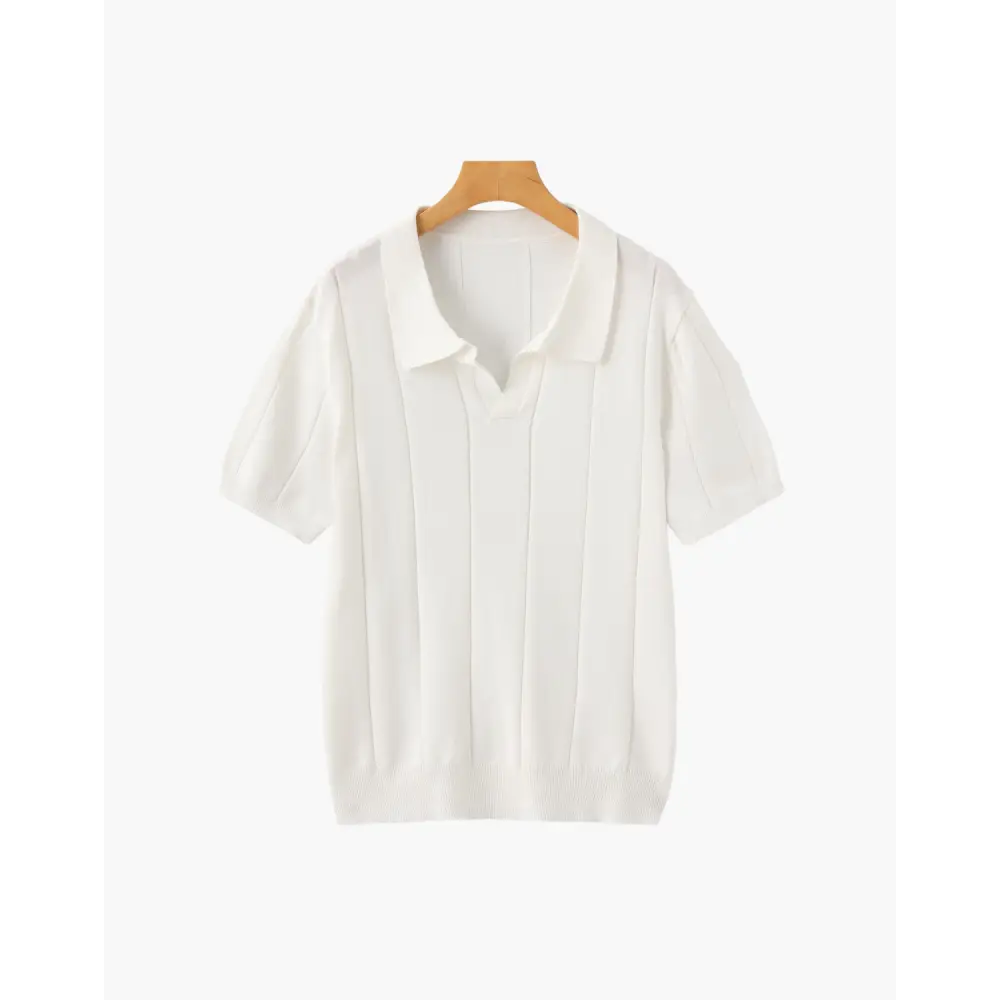 Retro Knit Polo Shirt - White / S