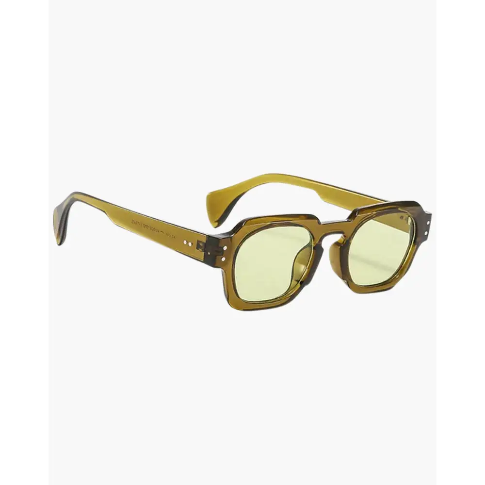 Retro Rectangle Frame Sunglasses - Green