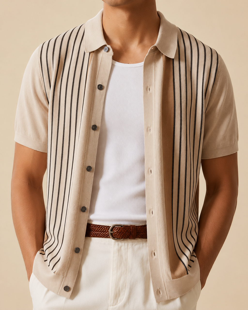 Retro Stripe Knit Shirt - S