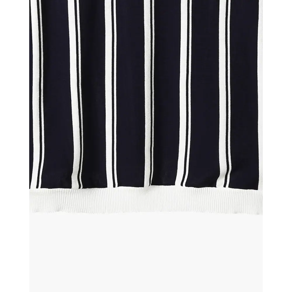 Retro Striped Half-Zip Polo Shirt