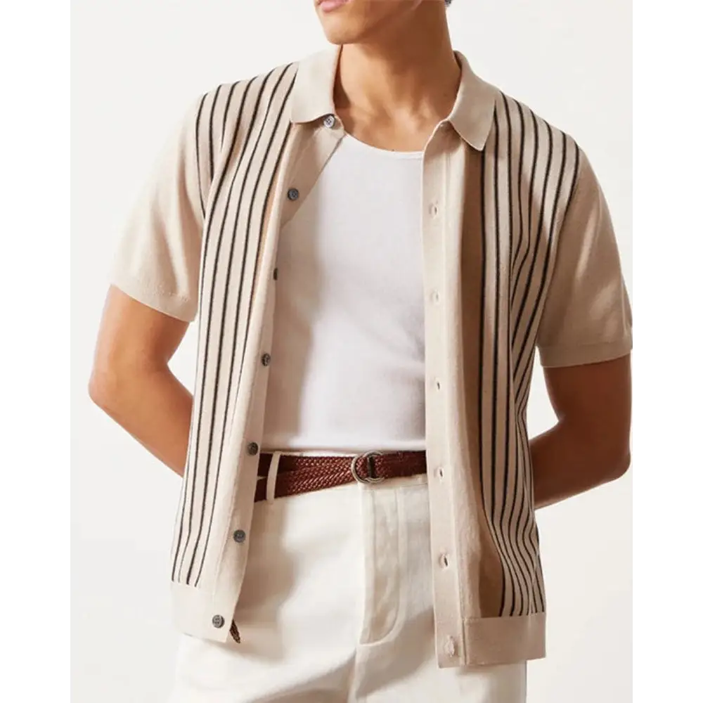 Retro Striped Knit Cardigan