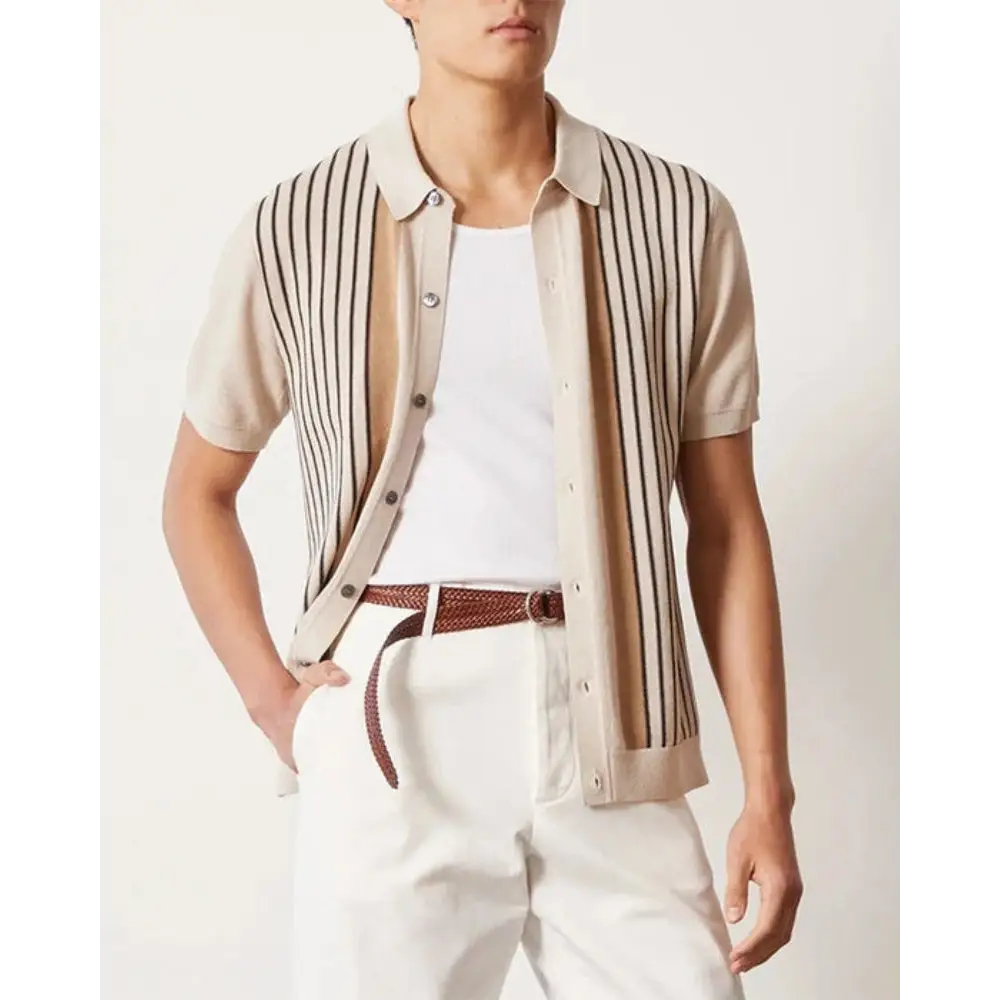 Retro Striped Knit Cardigan