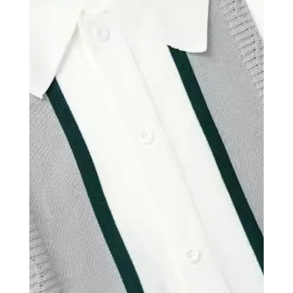 Retro Striped Knit Polo Shirt