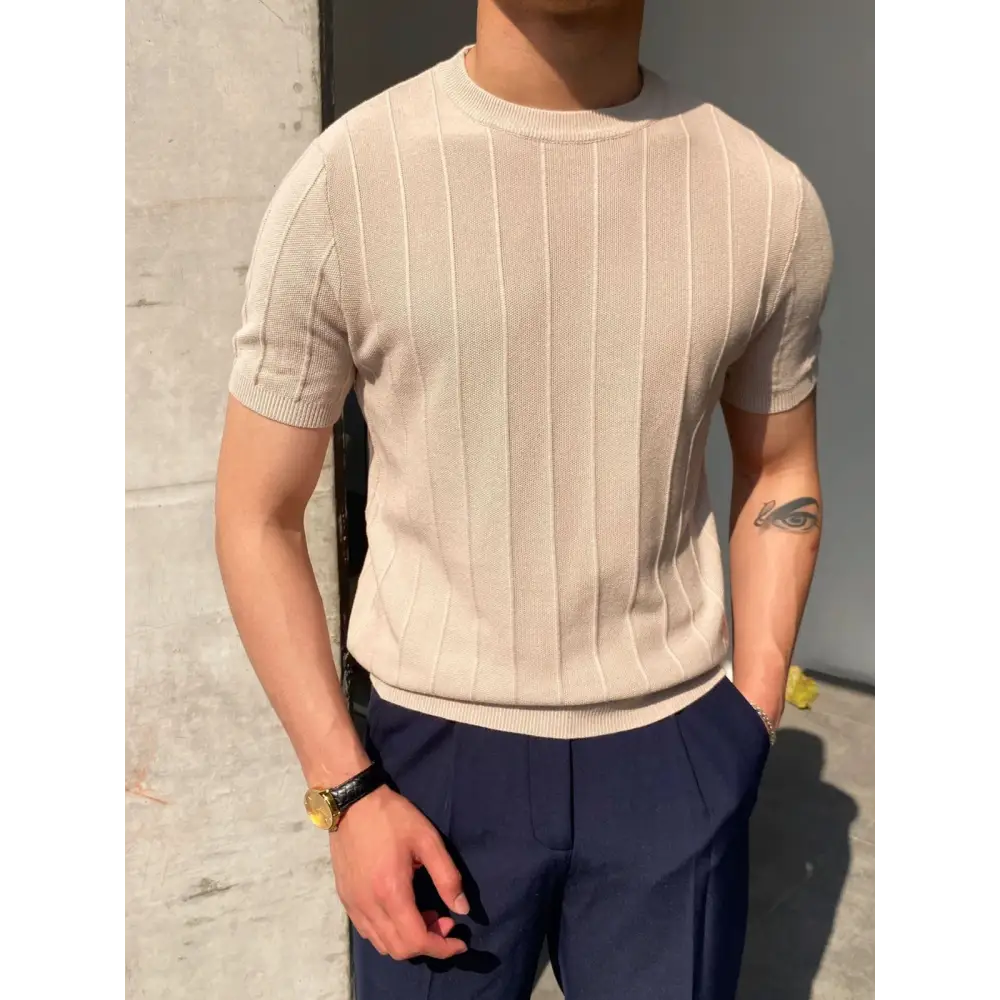 Riviera Knit Tee - Beige / S