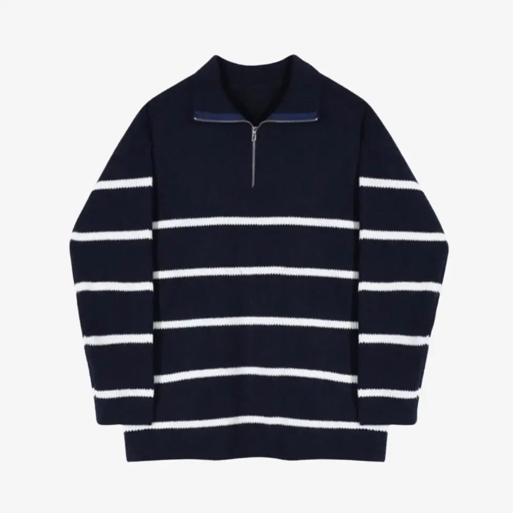 Riviera Striped Half-Zip Sweater