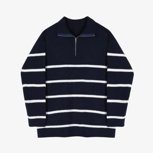 Riviera Striped Half-Zip Sweater