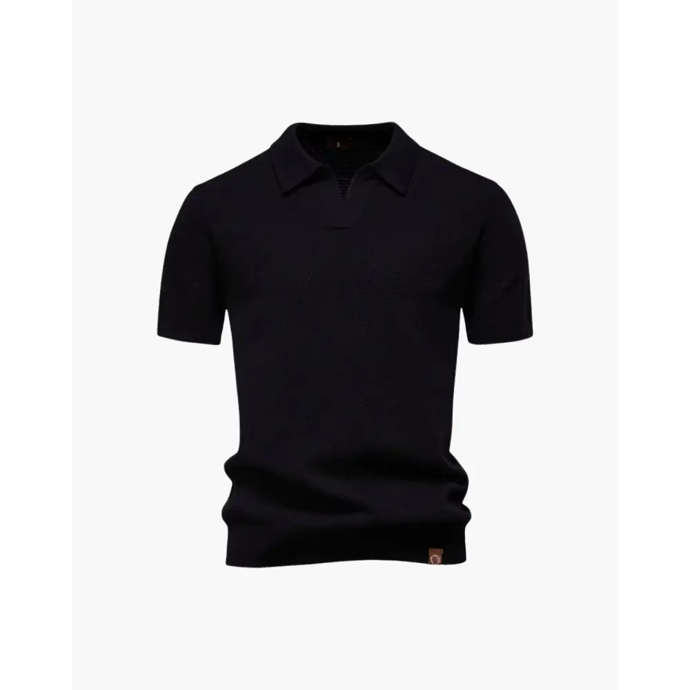Riviera Textured Knit Polo - Black / XS