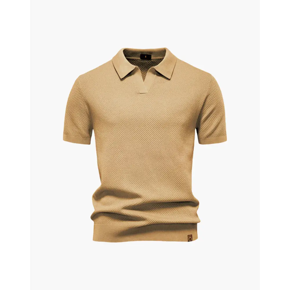 Riviera Textured Knit Polo - Camel / XS