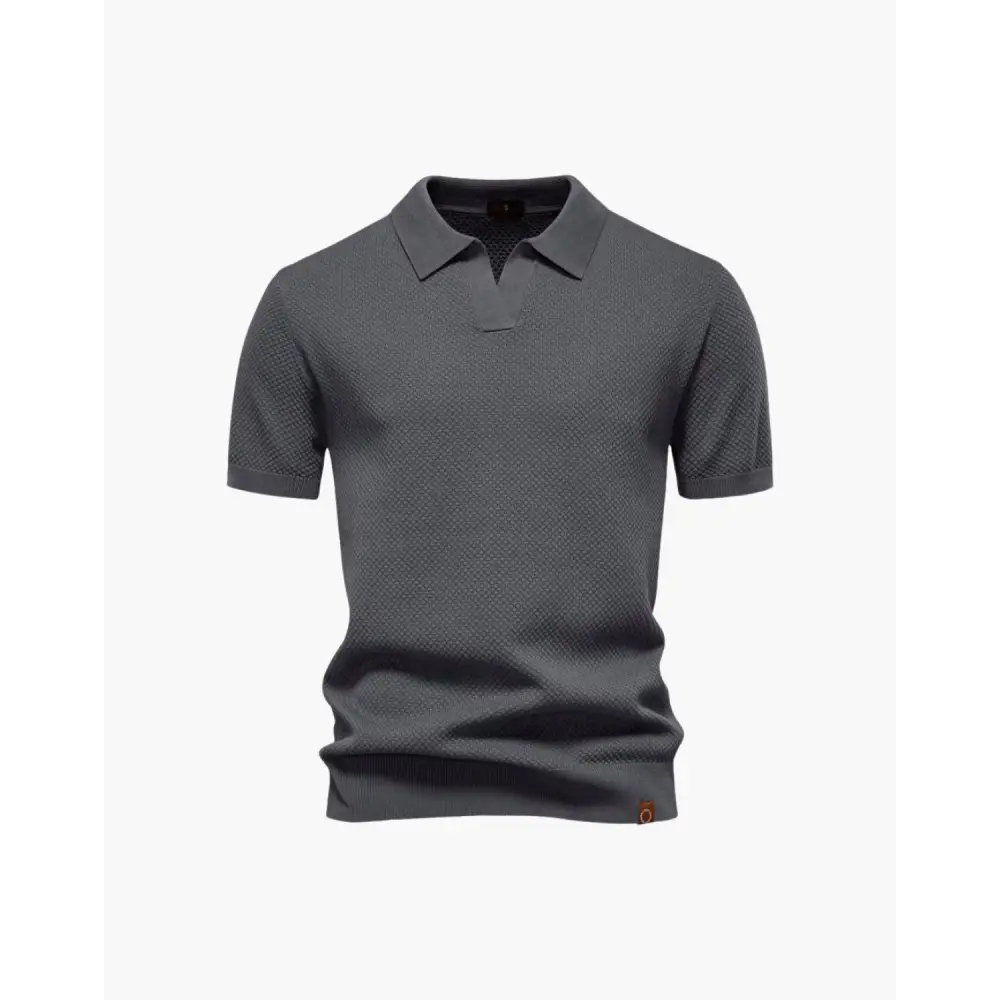 Riviera Textured Knit Polo - Dark Grey / XS