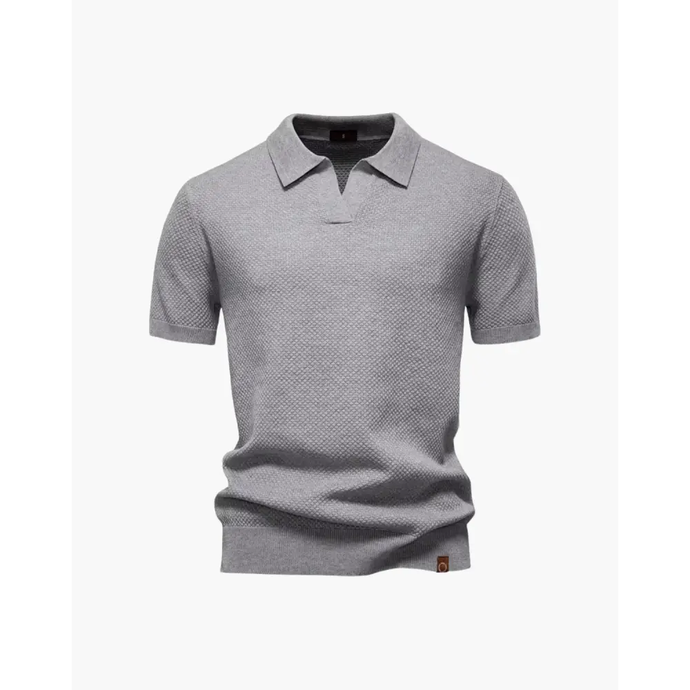Riviera Textured Knit Polo - Light Grey / XS