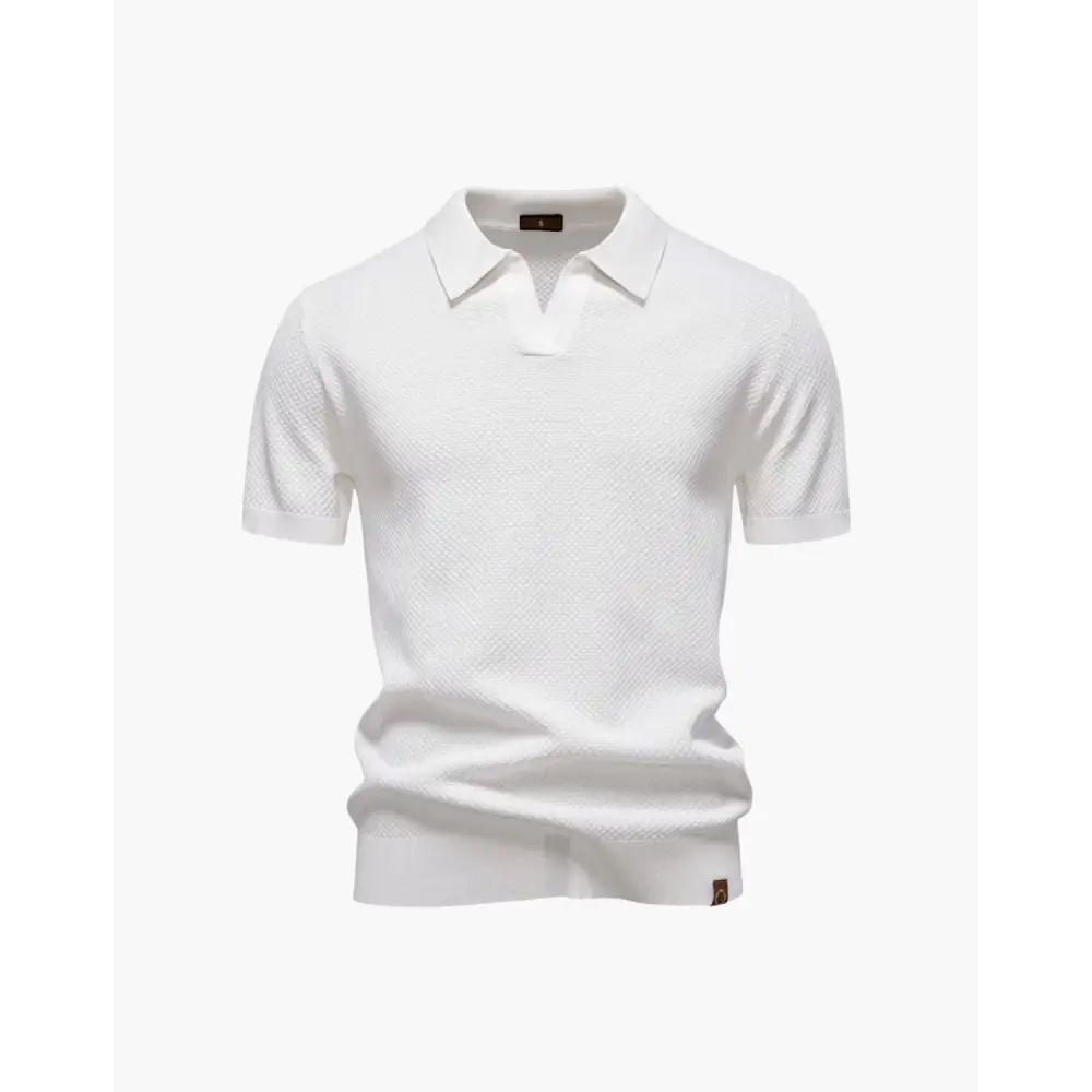 Riviera Textured Knit Polo - White / XS