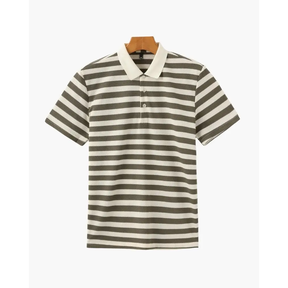 Riviera Textured Stripe Knit Polo - Green / 2XS