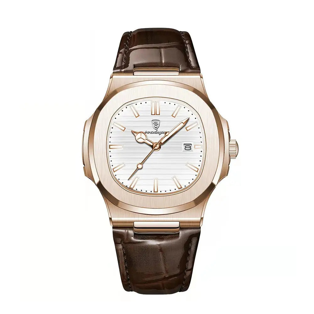 Rose Gold Leather Luxe Watch - White