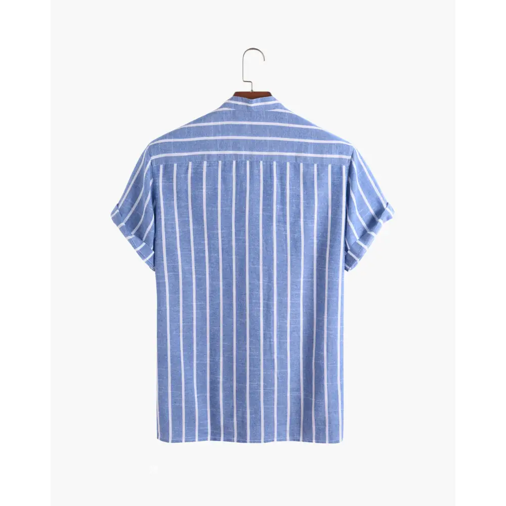 Santorini Striped V-Neck Linen Shirt