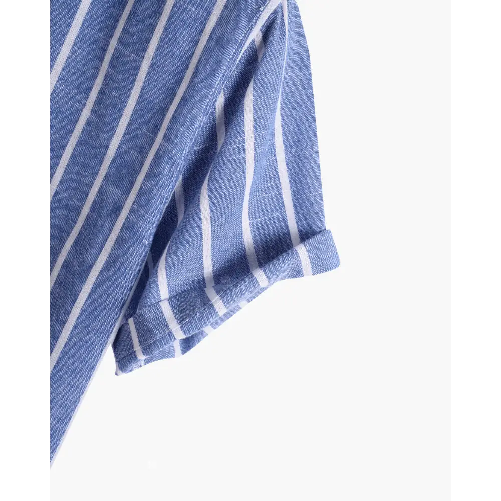 Santorini Striped V-Neck Linen Shirt