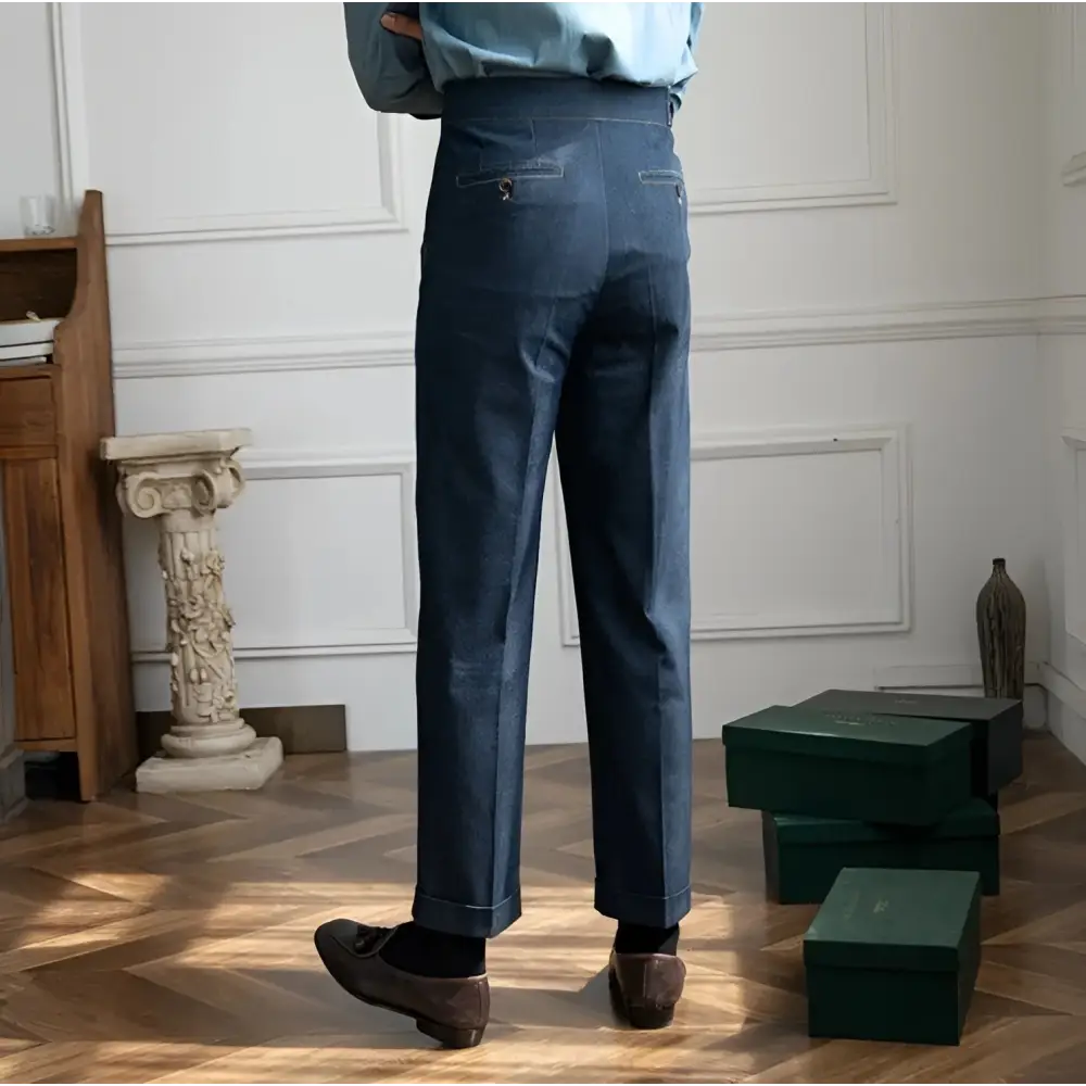 Savile Denim Pleated Trousers