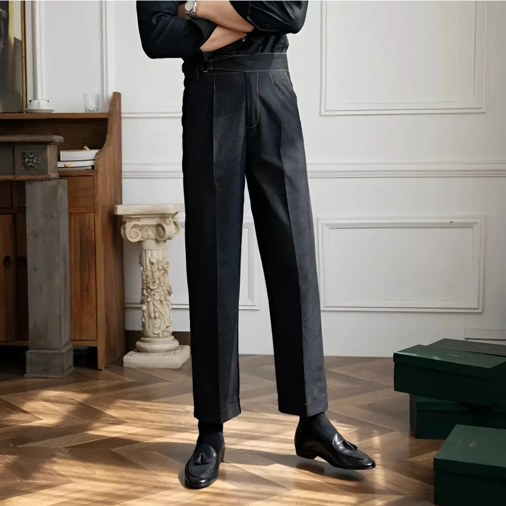 Savile Denim Pleated Trousers