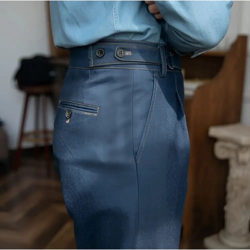 Savile Denim Pleated Trousers