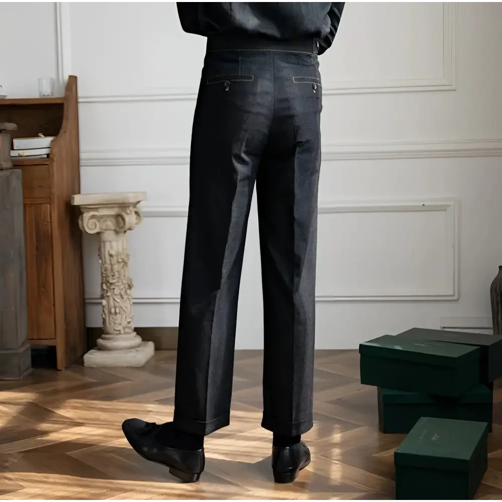 Savile Denim Pleated Trousers