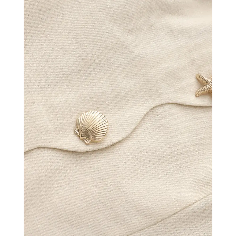 Sculpted Beige Mini Shell Dress
