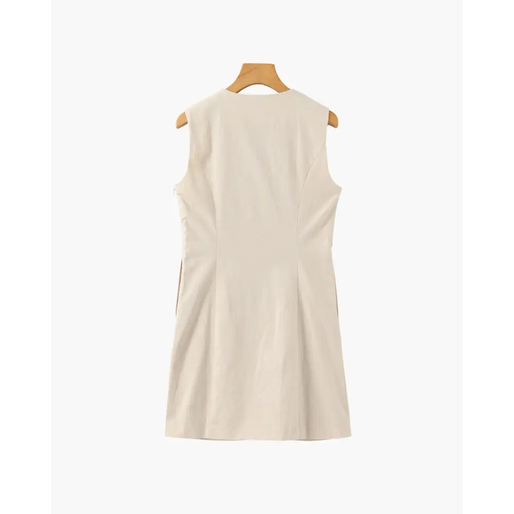Sculpted Beige Mini Shell Dress