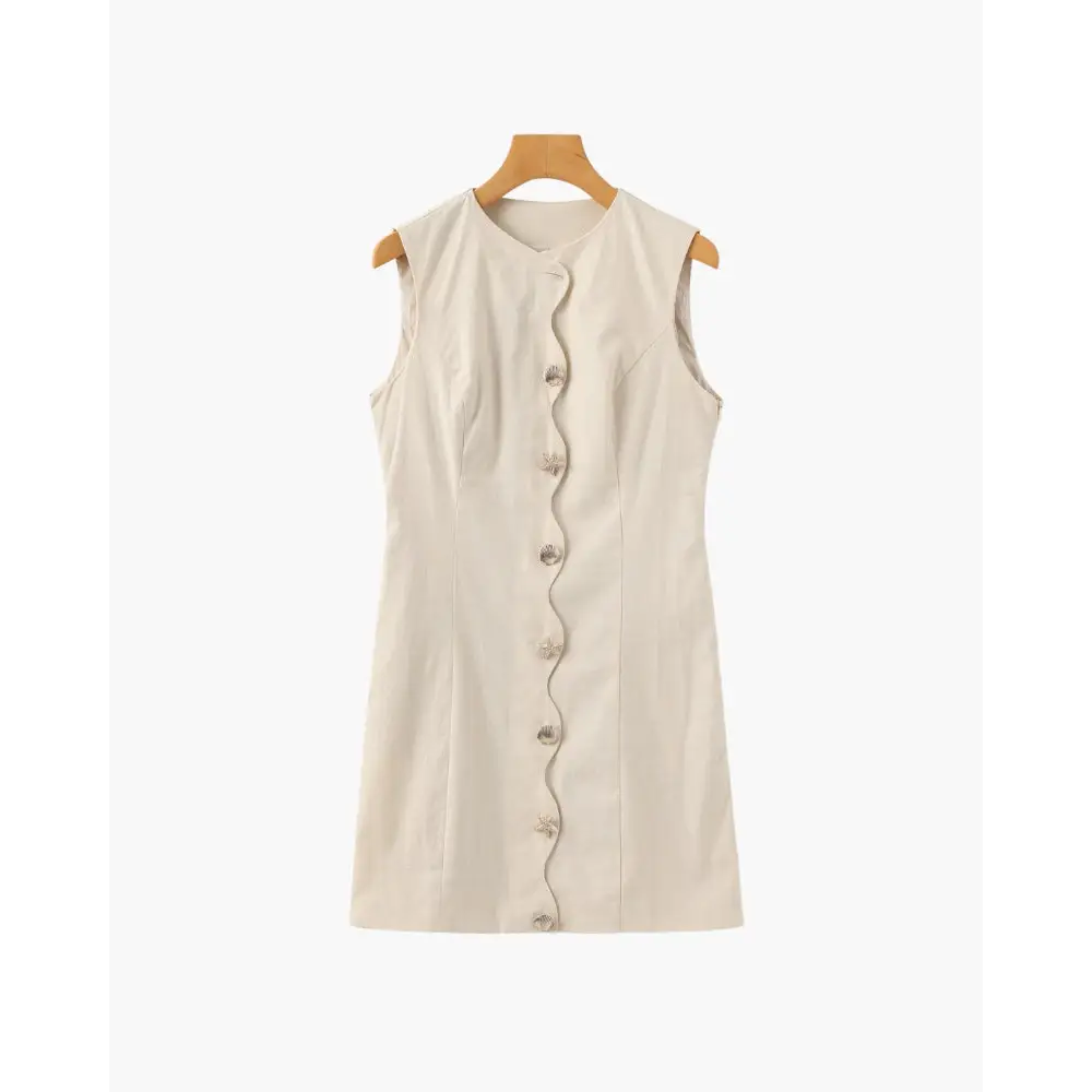 Sculpted Beige Mini Shell Dress - S