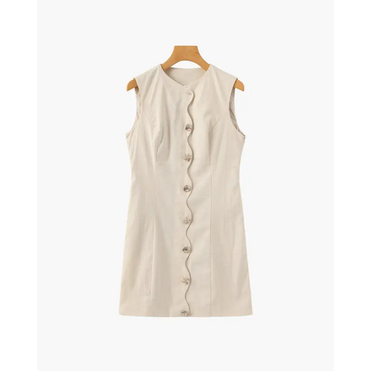 Sculpted Beige Mini Shell Dress - S