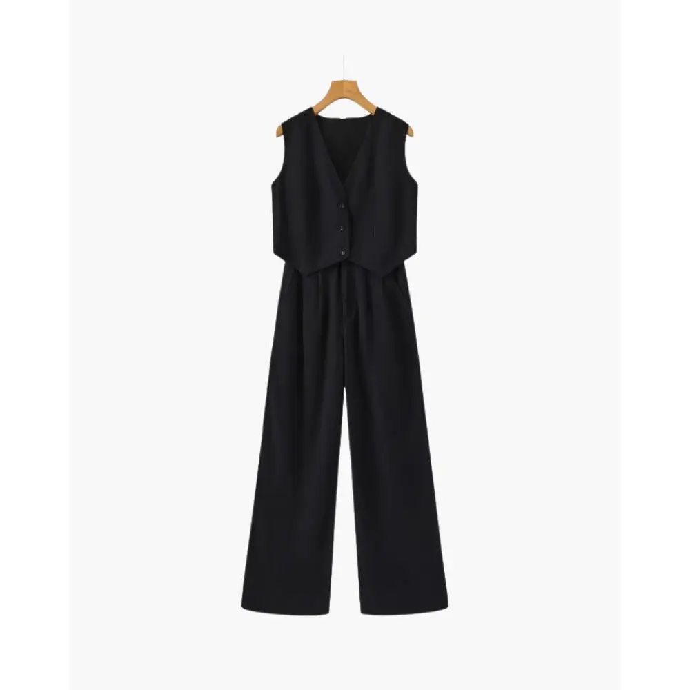 Sleeveless Wide-Leg Jumpsuit - Black / S