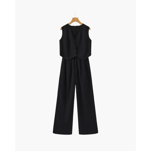 Sleeveless Wide-Leg Jumpsuit - Black / S