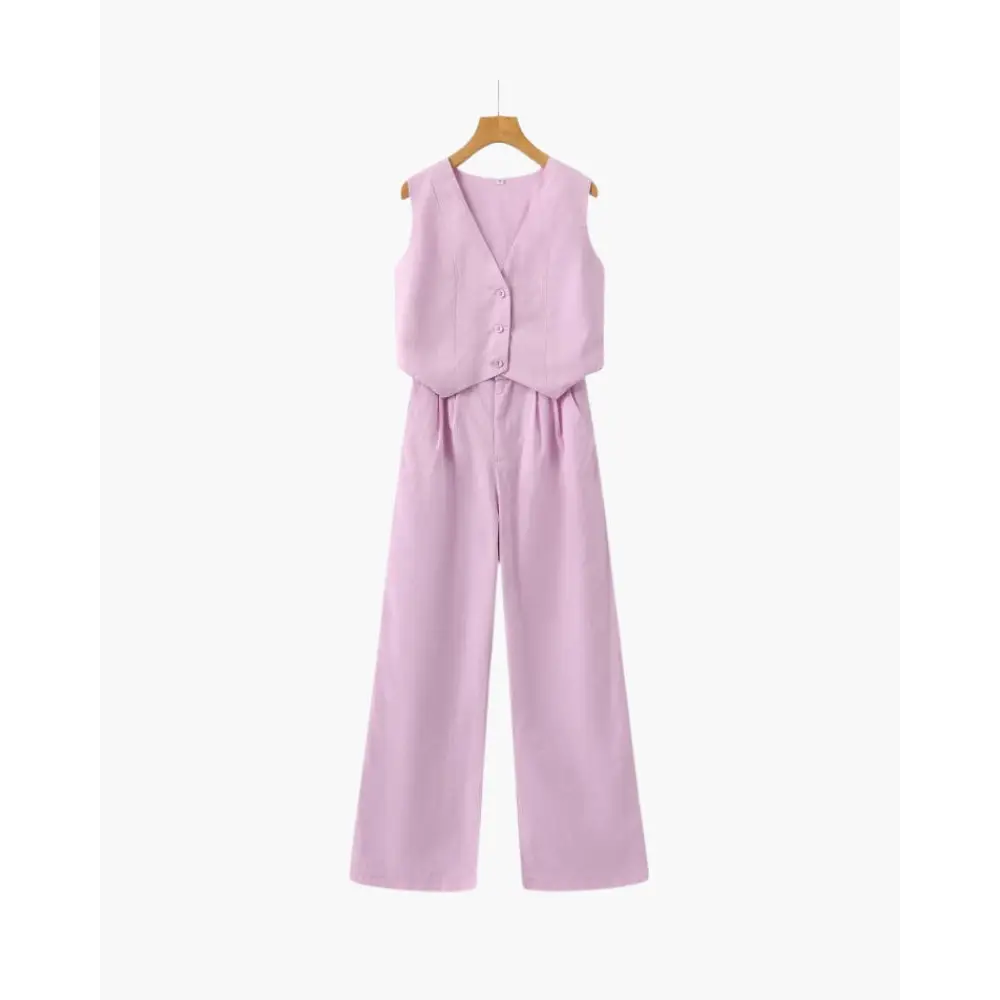 Sleeveless Wide-Leg Jumpsuit - Pink / S