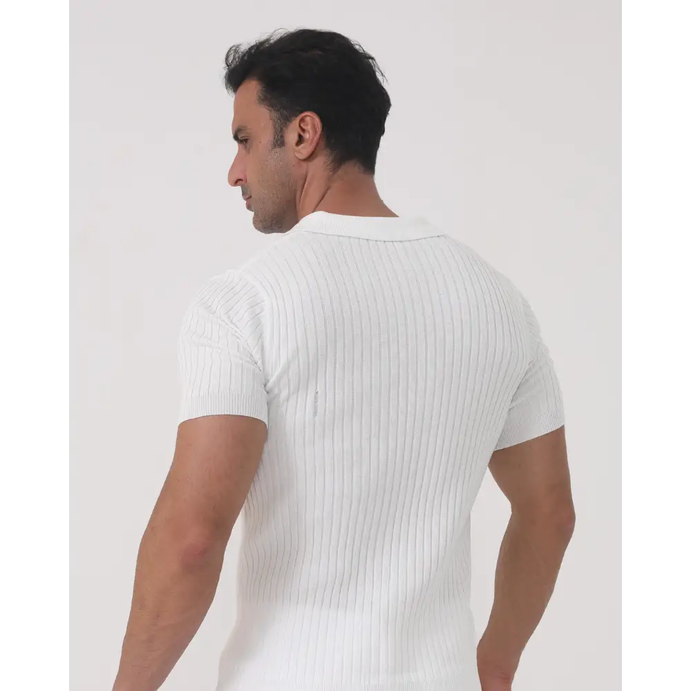 Slim Fit Ribbed Cotton Polo