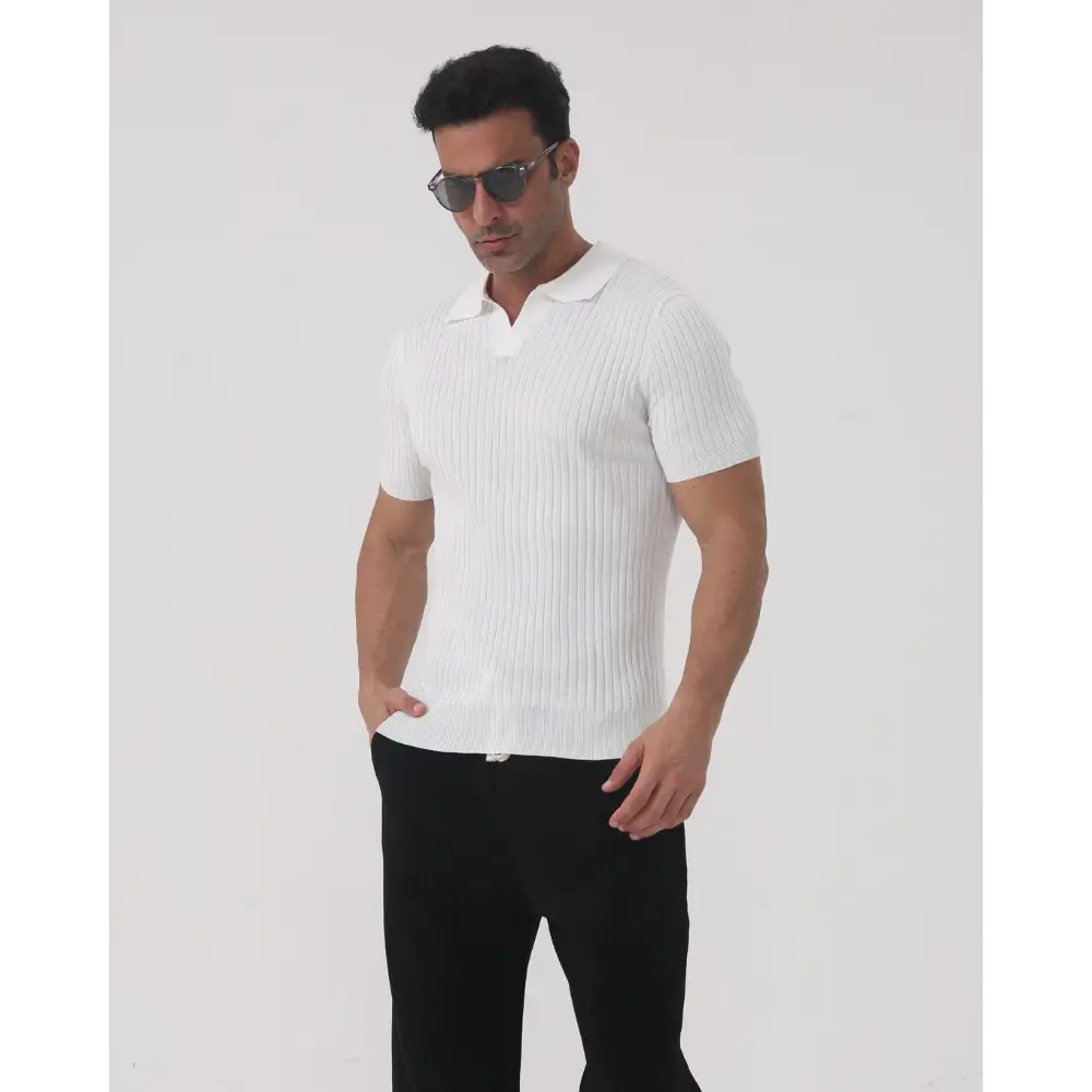 Slim Fit Ribbed Cotton Polo