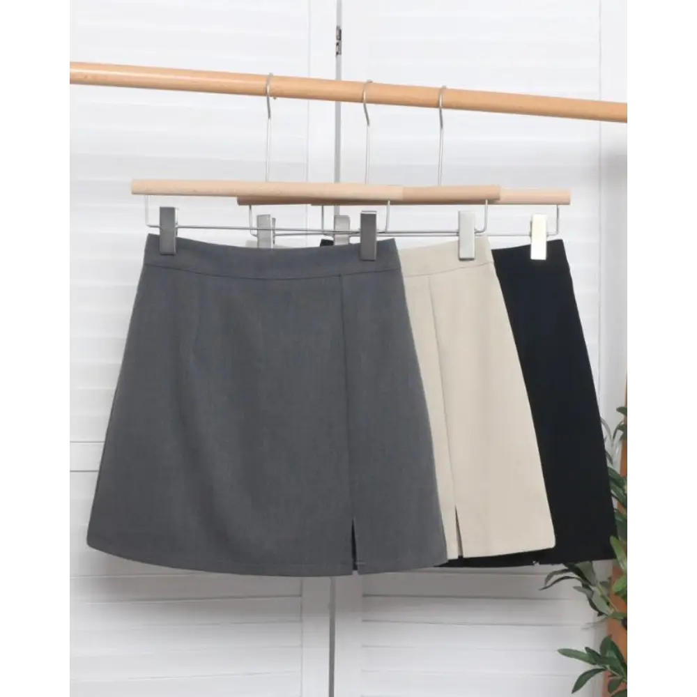 Straight Mini Skirt with Slit