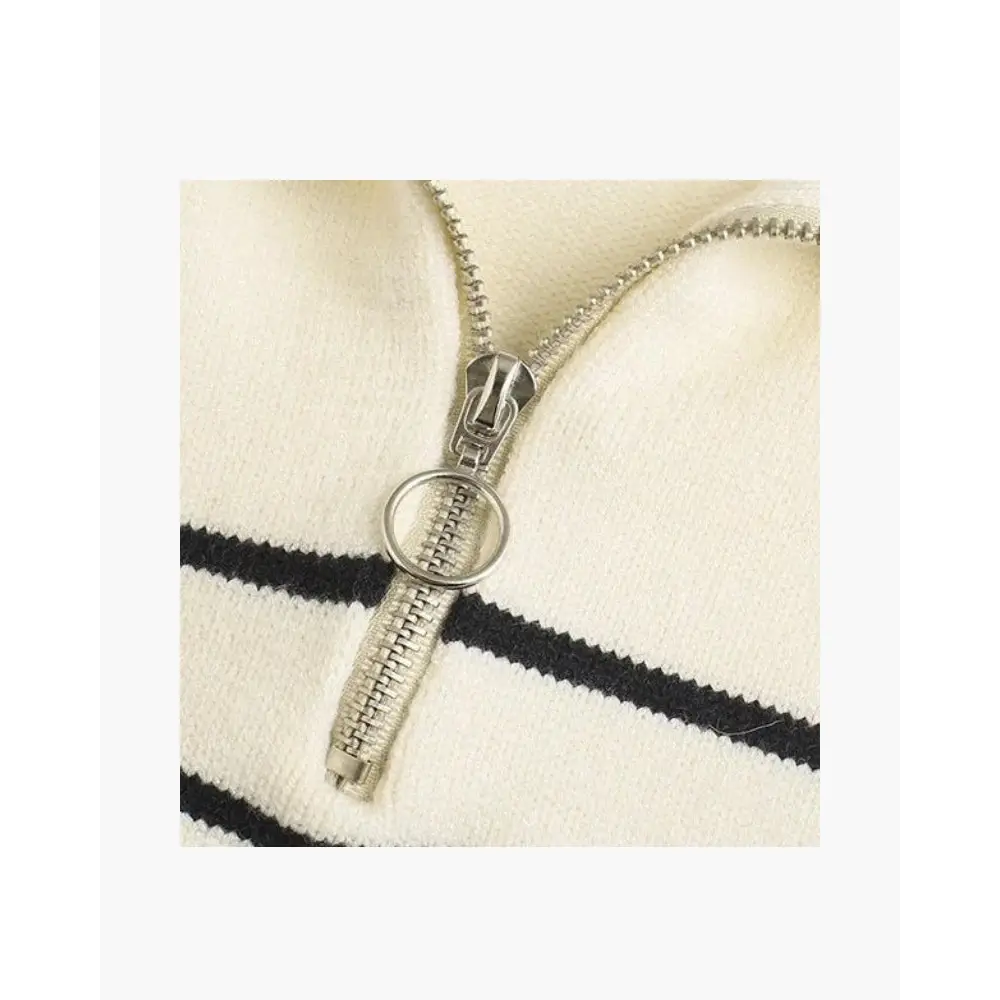 Striped Half-Zip Knit Sweater - Large