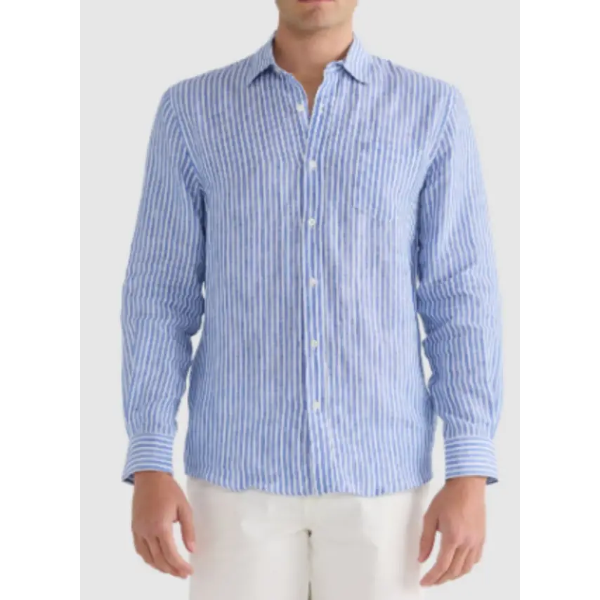 Striped Linen Button-Up Shirt