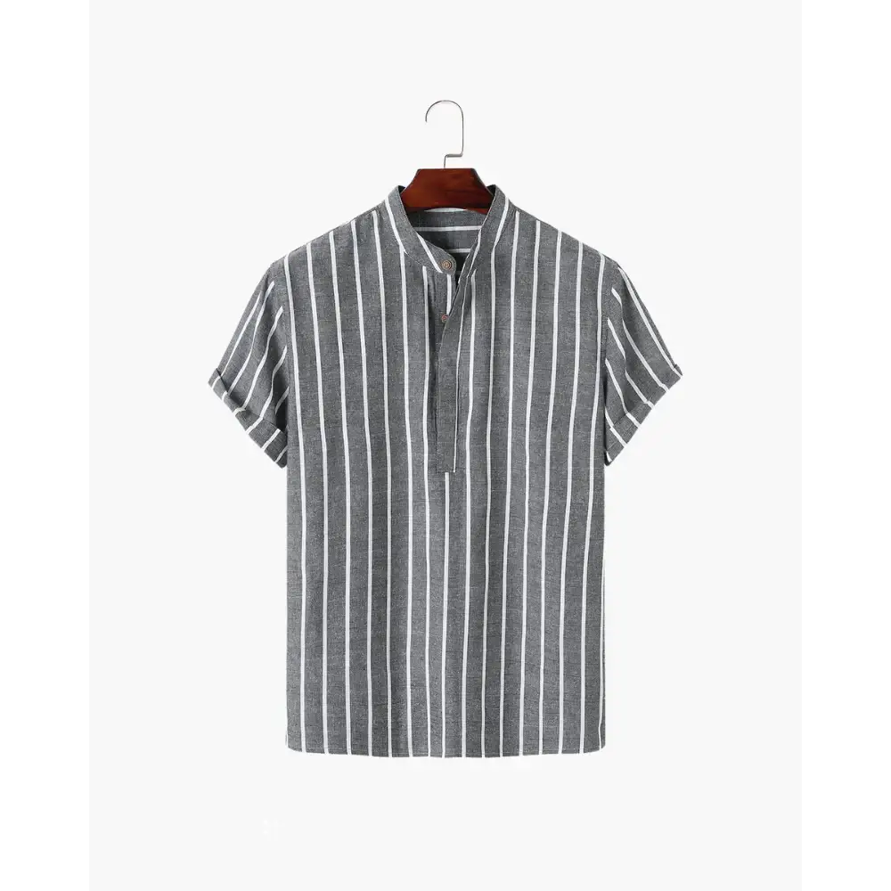 Striped Linen Summer Shirt - Grey / XS