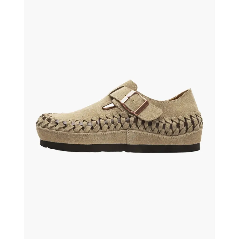 Suede Buckle Clog Shoes - Beige / 35