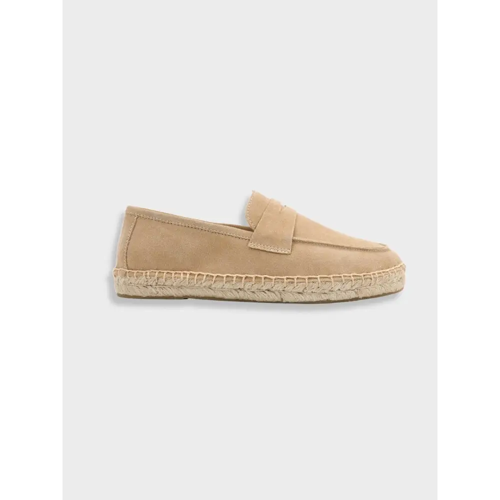 Suede Espadrille Loafers - Beige / 36