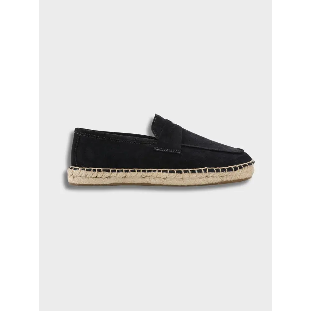 Suede Espadrille Loafers - Black / 36