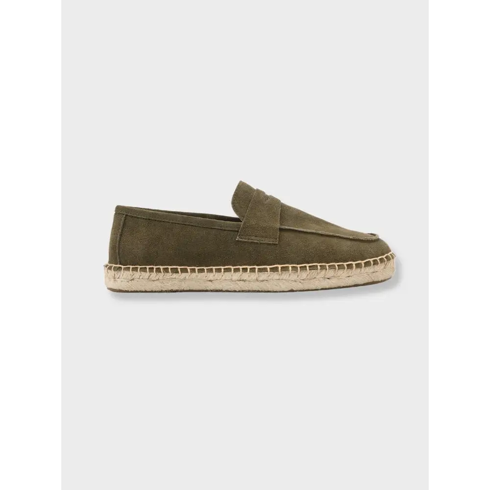 Suede Espadrille Loafers - Green / 36