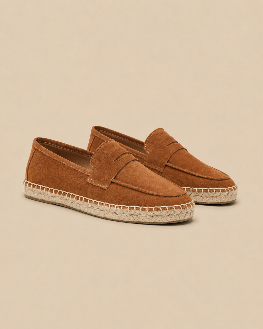 Suede Espadrille Loafers - Brown 36