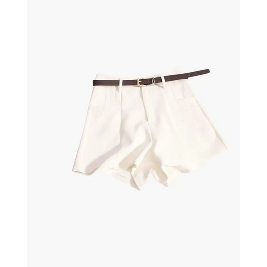 Tailored High-Waist Shorts - White / S
