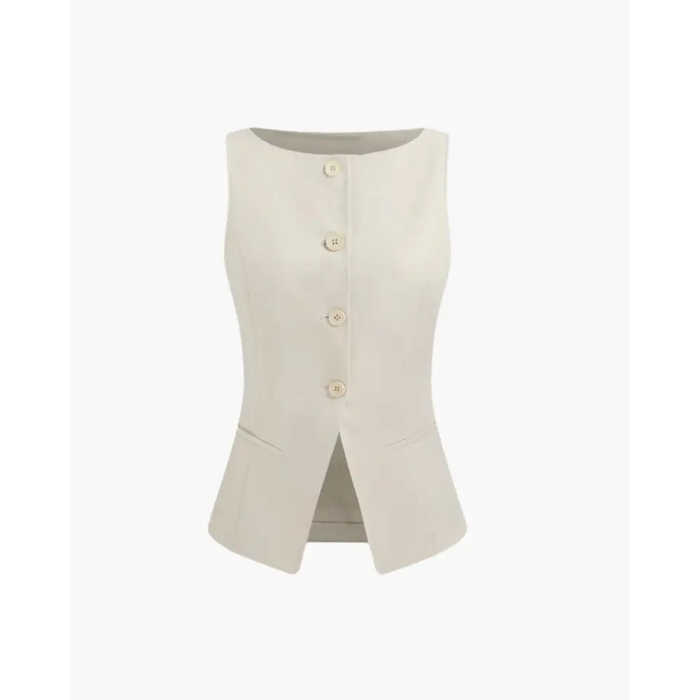 Tailored Sleeveless Vest｜ - Beige / S