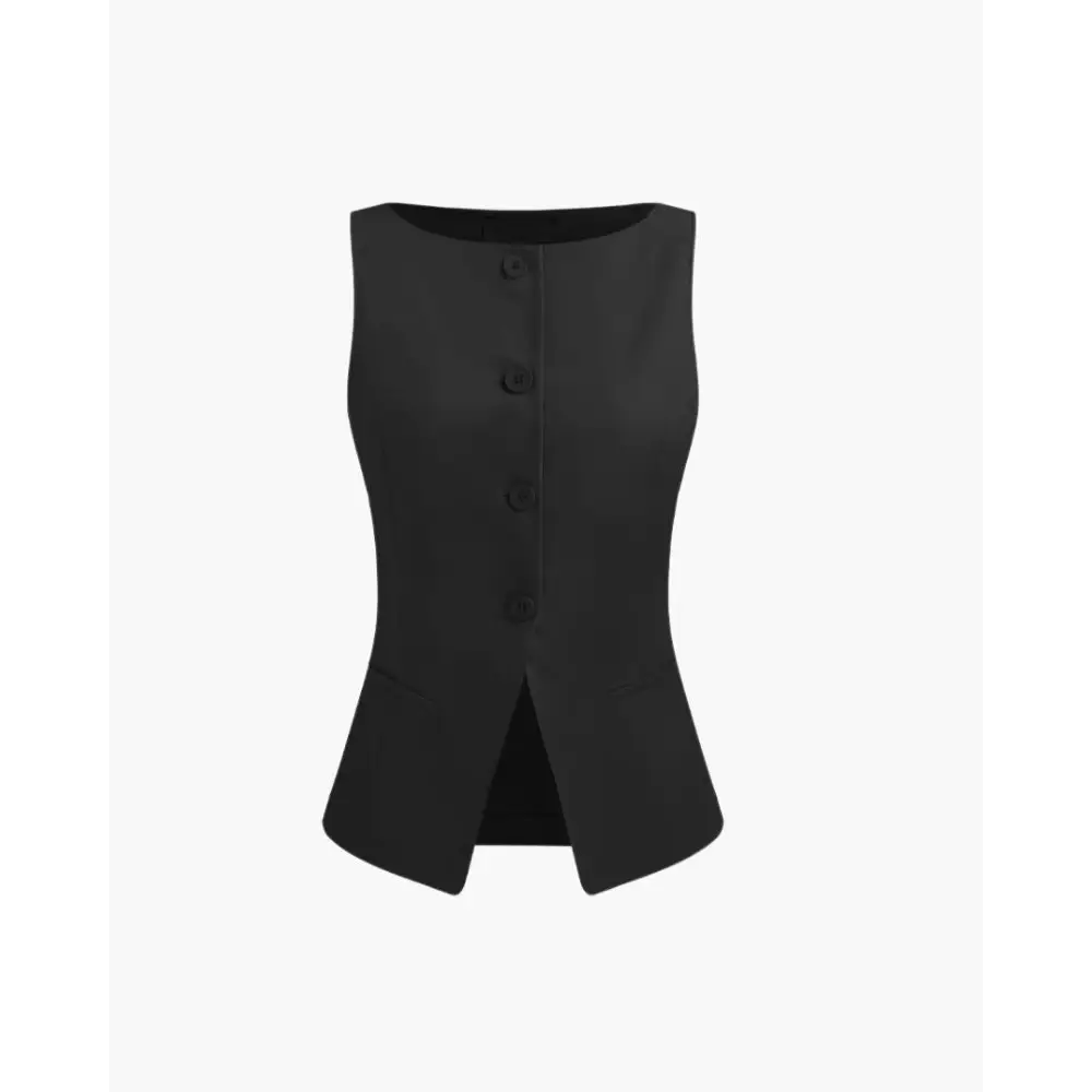 Tailored Sleeveless Vest｜ - Black / S