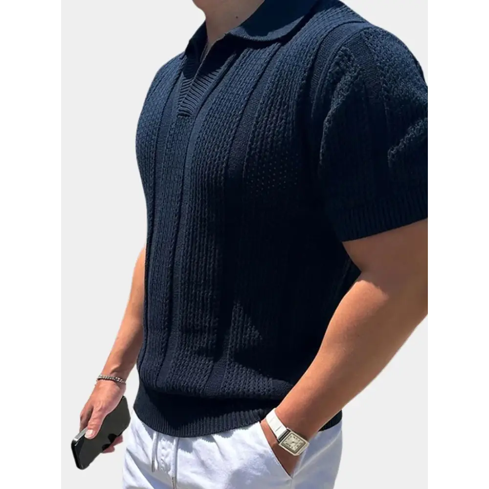 Textured Cable Knit Polo