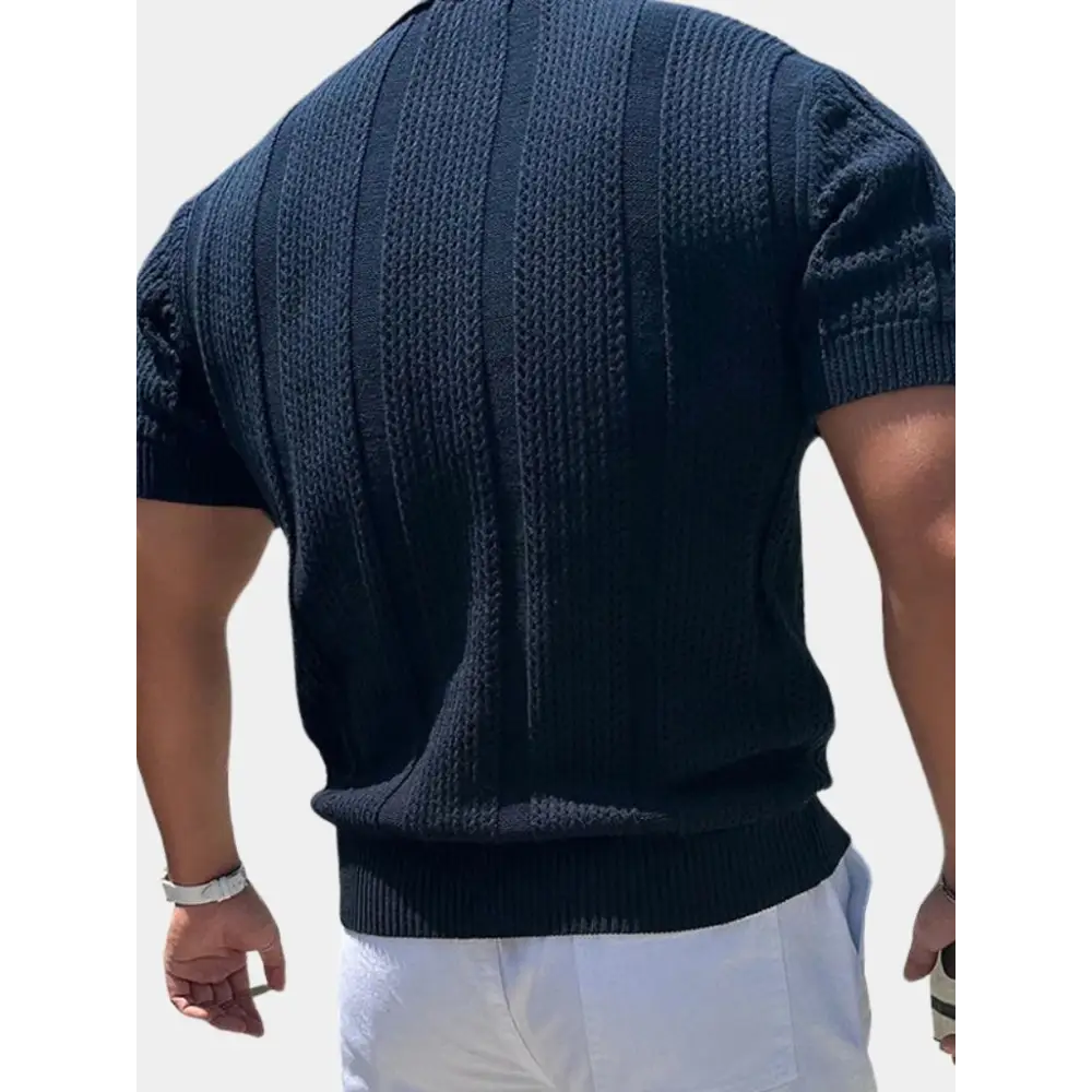 Textured Cable Knit Polo